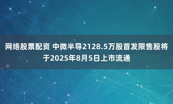 网络股票配资 中微半导2128.5万股首发限售股将于2025年8月5日上市流通