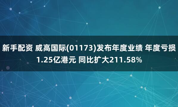 新手配资 威高国际(01173)发布年度业绩 年度亏损1.25亿港元 同比扩大211.58%