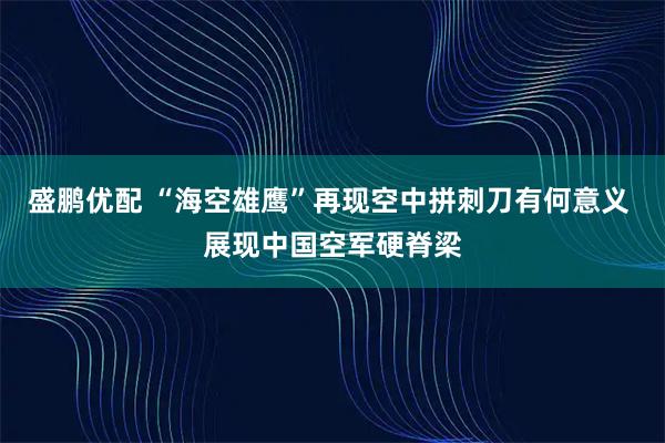 盛鹏优配 “海空雄鹰”再现空中拼刺刀有何意义 展现中国空军硬脊梁
